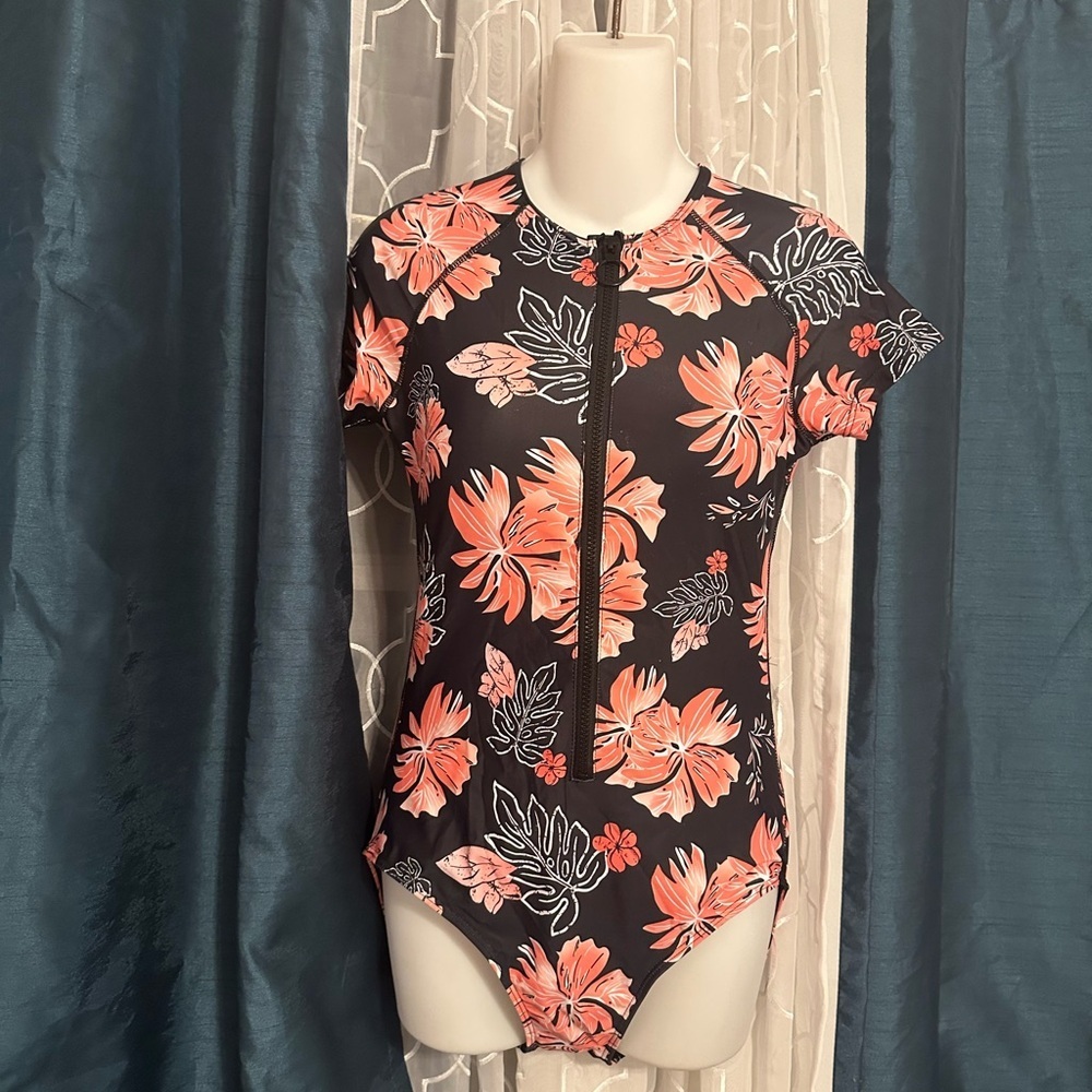 Floral Black One Piece Swimsuit